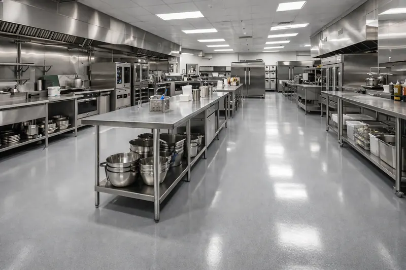 Commercial kitchen seamless epoxy floor Brevard County