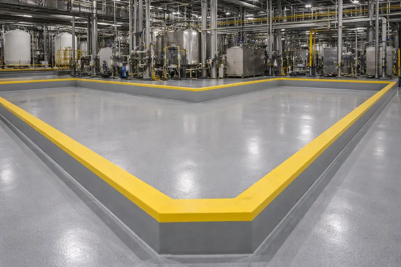 Secondary containment area with chemical-resistant floor coating Brevard County