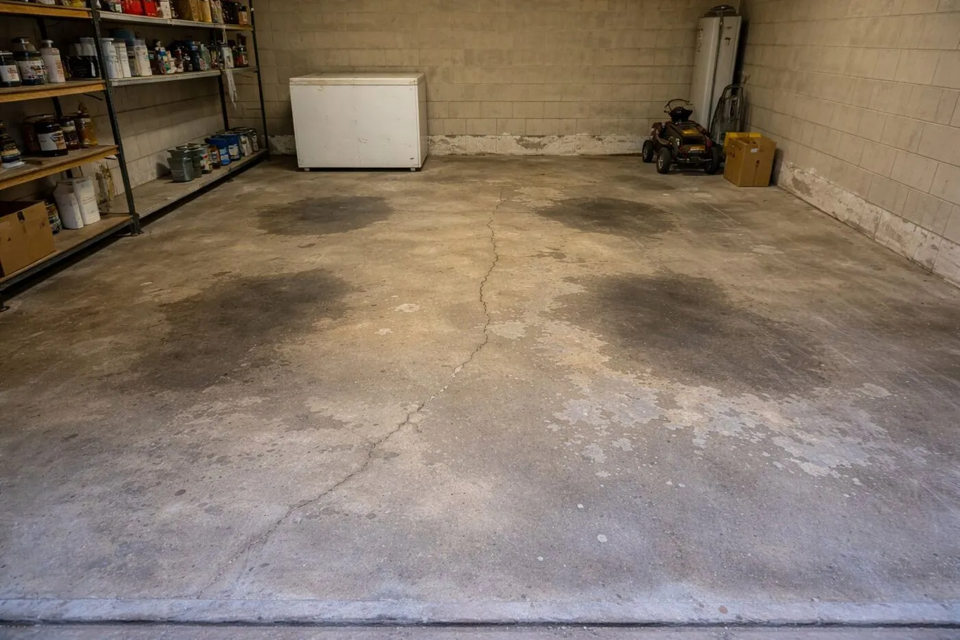 Garage floor before epoxy Brevard County