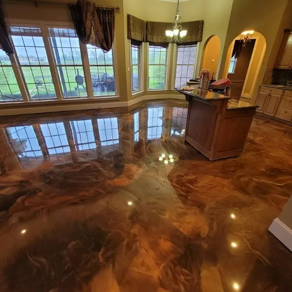 Metallic swirl pattern epoxy floor Brevard County