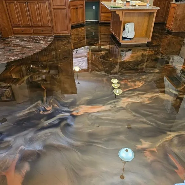 Metallic silver blue epoxy floor Brevard County
