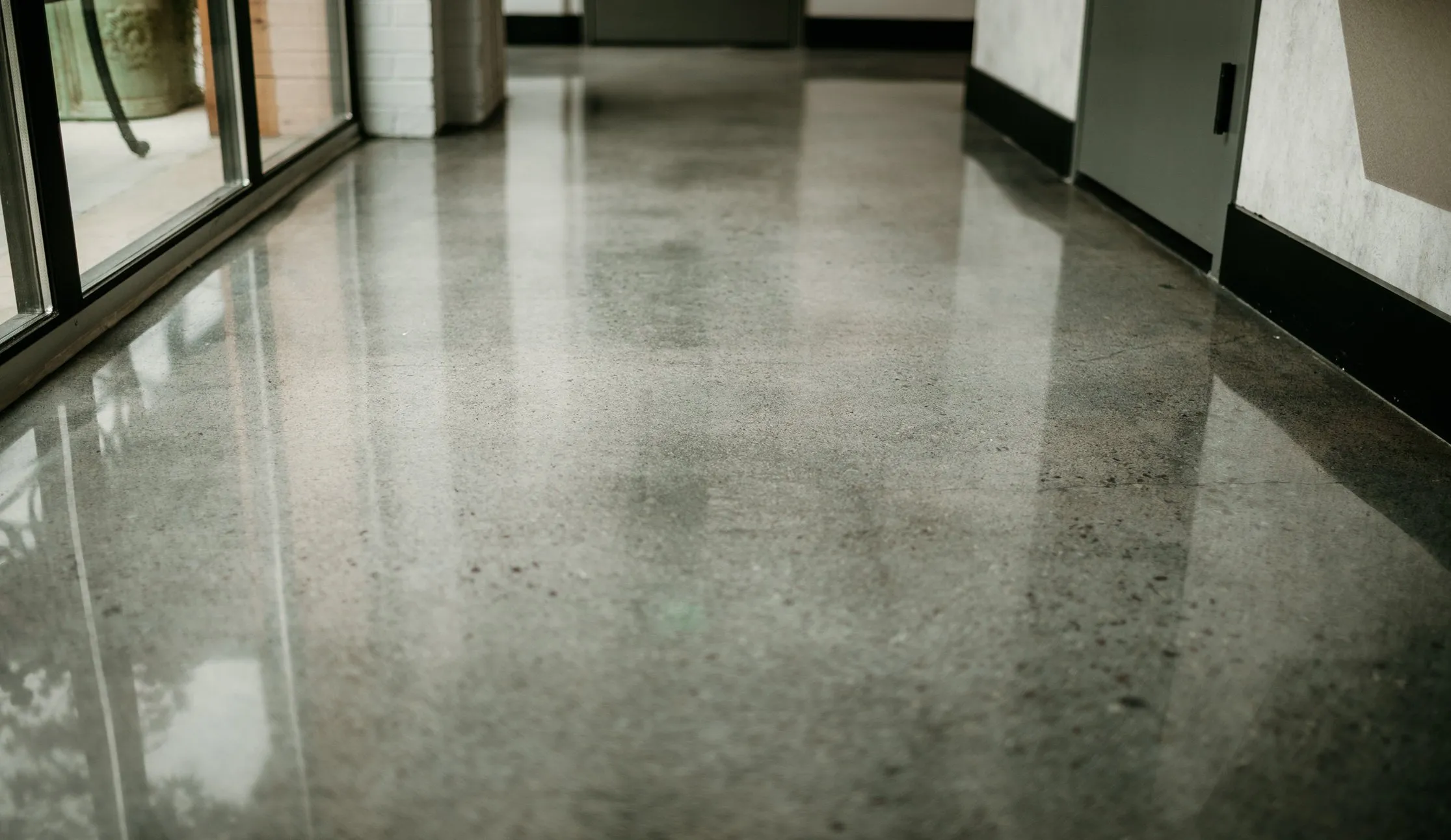 Polished concrete hallway floor Brevard County